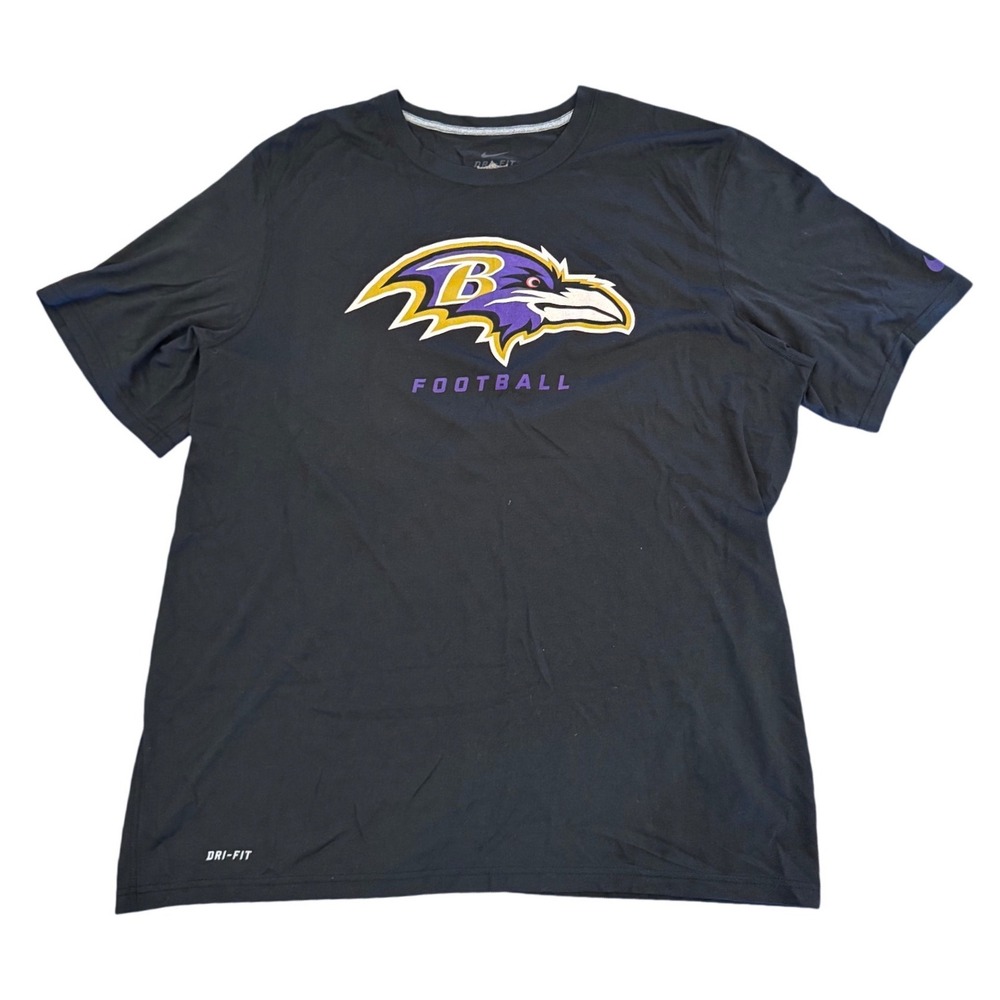 Nike Baltimore Ravens Football Dri-FIT Shirt Mens XL Black NFL Tee